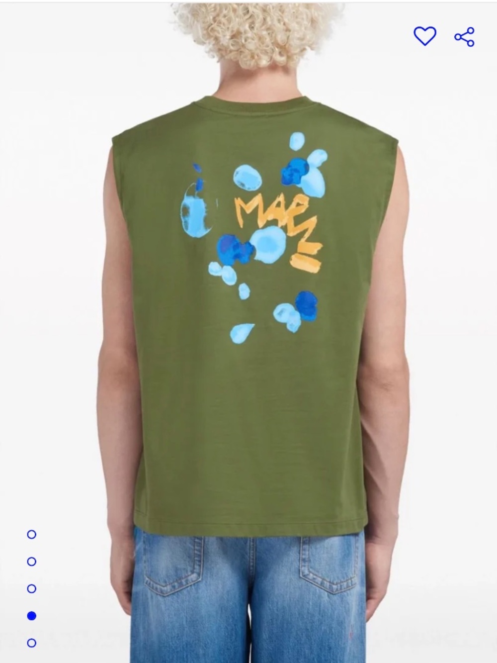 Marni Dripping Flowers Tank Top in Olive Size 48